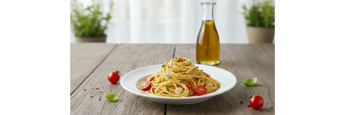 recept spaghetti Aglio, Olio e Peperoncino met italiaanse olijfolie
